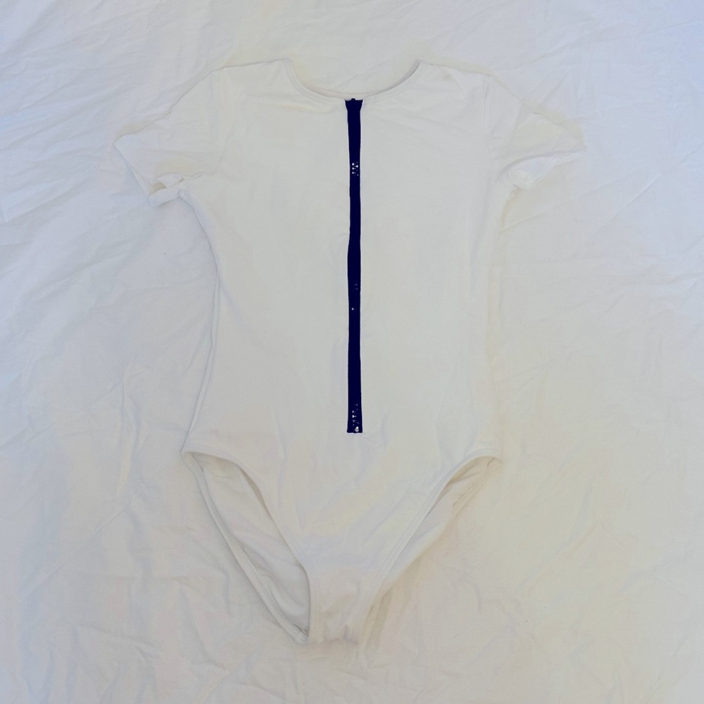 Michael Kors one piece zip up bathing suit (white)